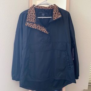 Black cheetah print jacket windbreaker